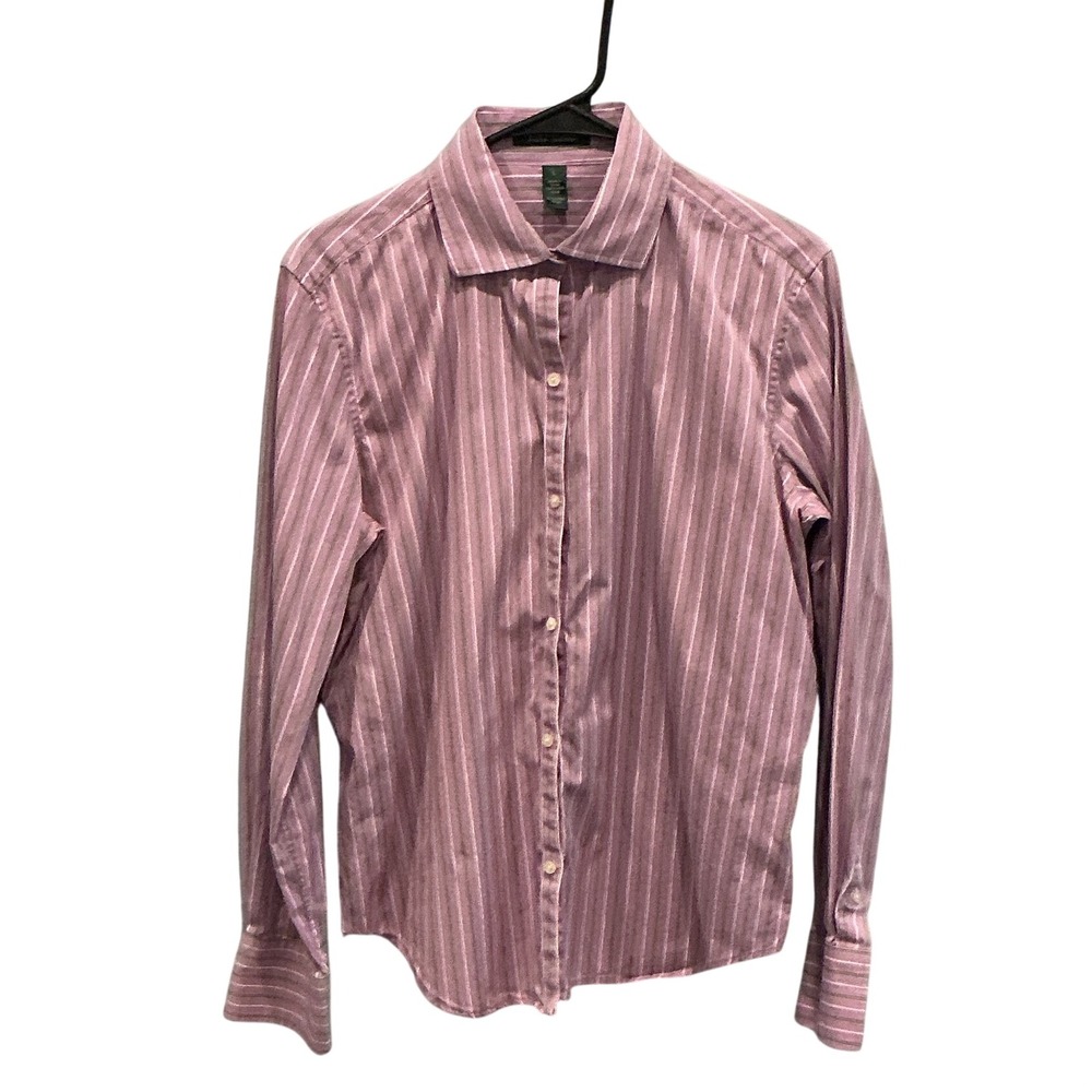 Lauren Ralph Lauren Women Button Up Shirt L Classic Career French Cuff Poplin